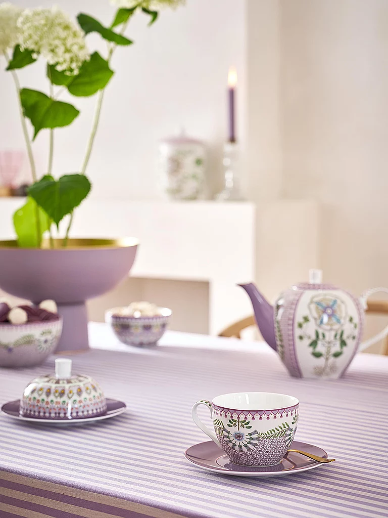 PIP STUDIO Ensemble de 2 tasses à cappuccino avec soucoupes LILY & LOTUS 280 ml violet